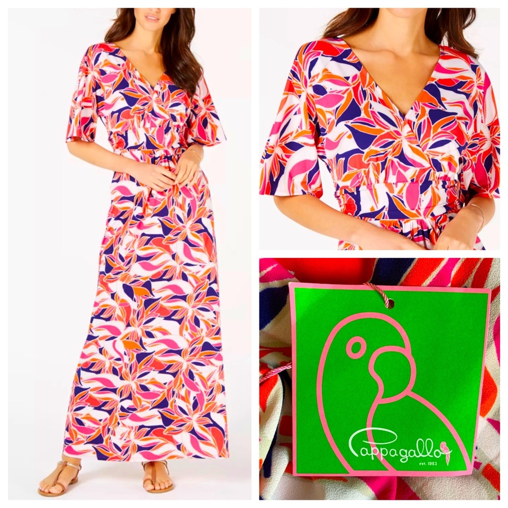 Pappagallo Lani Maxi Dress | Tropical Pink | Medium | Beach Cruise Resort